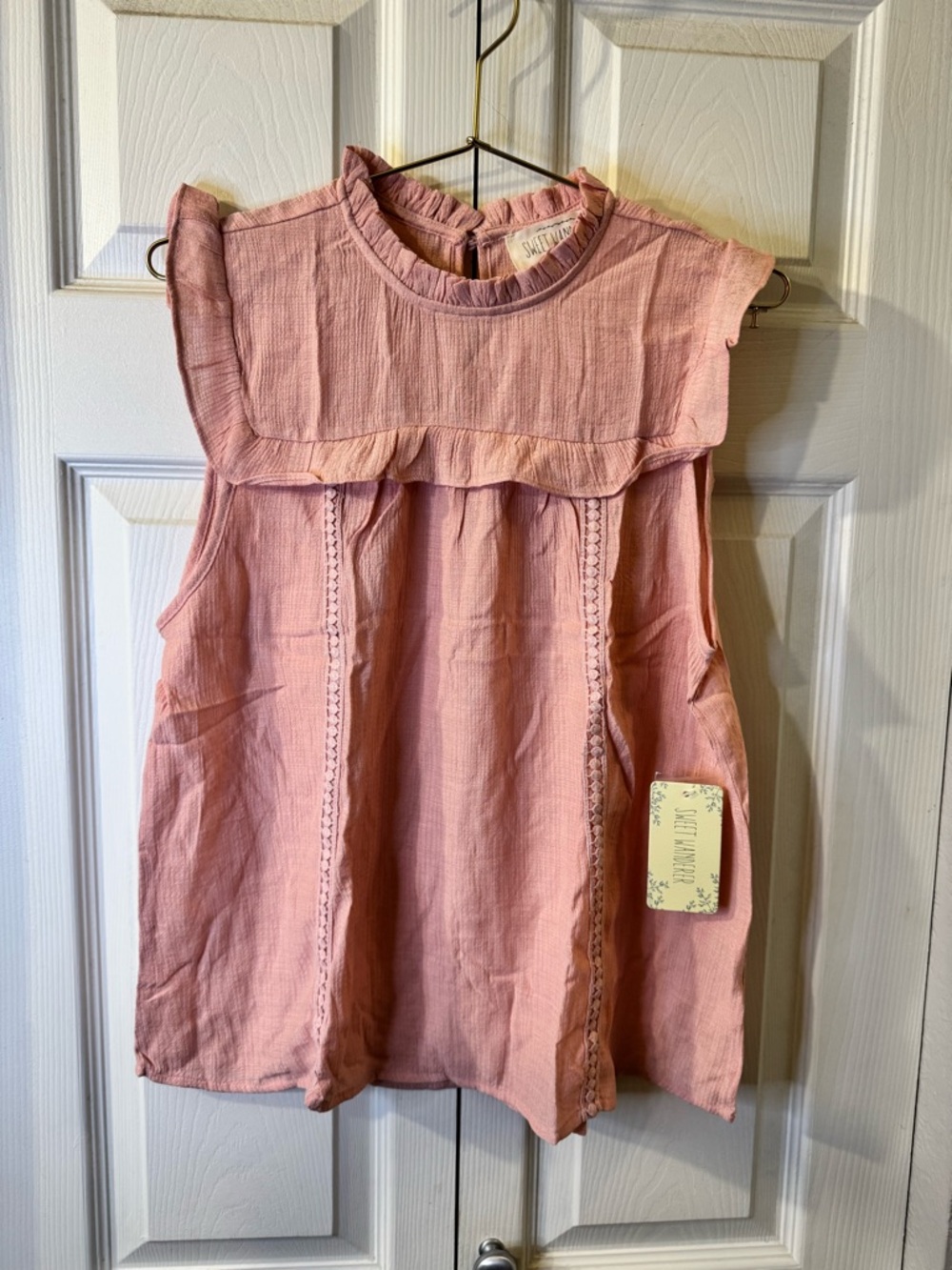 Sweet Wanderer Dusty Pink Ruffle Neck Blouse